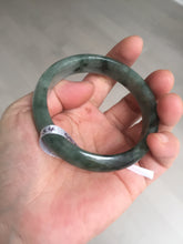 Load image into Gallery viewer, 54.5mm certified 100% natural dark green black jadeite jade bangle AS87-7064