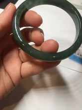 Load image into Gallery viewer, 55.5mm Certified Type A 100% Natural oily dark green(老油青)/gray Jadeite bangle BG229-0411