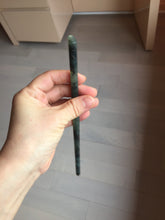 Load image into Gallery viewer, 20cm 100% Natural black dark green ink painting(水墨画) Xiu Jade (Serpentine) Hairpin AW62