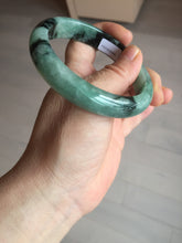 Load image into Gallery viewer, Shopify only! 59mm certified type A 100% Natural icy watery green/black Jadeite Jade bangle BM44-8566