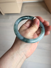 Load image into Gallery viewer, 57.7mm Certified Type A 100% Natural Dark Green Blue Gray Black Moonlit Ink (水墨月色) Round Cut Jadeite Jade Bangle BS148-0737