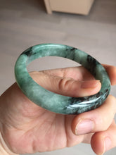 Load image into Gallery viewer, Shopify only! 59mm certified type A 100% Natural icy watery green/black Jadeite Jade bangle BM44-8566
