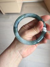 Load image into Gallery viewer, 57.7mm Certified Type A 100% Natural Dark Green Blue Gray Black Moonlit Ink (水墨月色) Round Cut Jadeite Jade Bangle BS148-0737