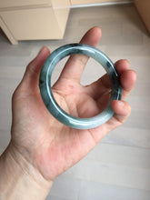 Load image into Gallery viewer, 57.7mm Certified Type A 100% Natural Dark Green Blue Gray Black Moonlit Ink (水墨月色) Round Cut Jadeite Jade Bangle BS148-0737