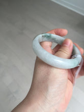 Load image into Gallery viewer, 55mm certified 100% natural icy watery light green with green floating flowers jadeite jade bangle AS88-7068