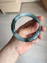 Load image into Gallery viewer, 57.7mm Certified Type A 100% Natural Dark Green Blue Gray Black Moonlit Ink (水墨月色) Round Cut Jadeite Jade Bangle BS148-0737