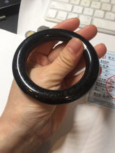 Load image into Gallery viewer, 54.3mm certified 10% Natural black(MO YU 墨玉) meteorite Stellar Night sky chubby round cut nephrite bangle HN1-8246