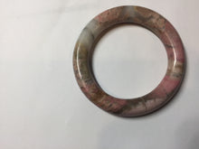 Load image into Gallery viewer, 57.2mm 100% natural pink/black/brown/yellow/black chubby round cut rose stone (Rhodonite) bangle SY130