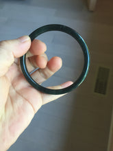 Load image into Gallery viewer, 59.1mm Certified Type A 100% Natural light black/green/gray Guatemala slim round cut Jadeite bangle PJ83-0661