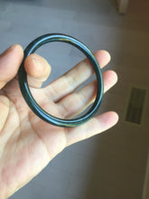 Load image into Gallery viewer, 59.1mm Certified Type A 100% Natural light black/green/gray Guatemala slim round cut Jadeite bangle PJ83-0661