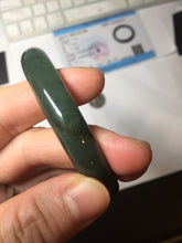 Load image into Gallery viewer, 55.5mm Certified Type A 100% Natural oily dark green(老油青)/gray Jadeite bangle BG229-0411