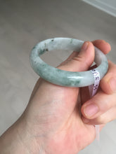 Load image into Gallery viewer, 55mm certified 100% natural icy watery light green with green floating flowers jadeite jade bangle AS88-7068