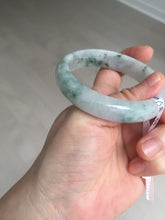 Load image into Gallery viewer, 55mm certified 100% natural icy watery light green with green floating flowers jadeite jade bangle AS88-7068