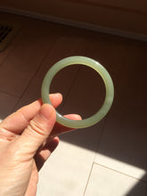 Load image into Gallery viewer, 53mm certified 100% Natural lake green gray slim round cut nephrite bangle HN142-6918
