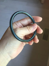 Load image into Gallery viewer, 59.1mm Certified Type A 100% Natural light black/green/gray Guatemala slim round cut Jadeite bangle PJ83-0661