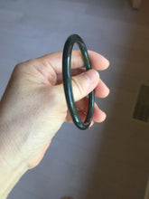 Load image into Gallery viewer, 59.1mm Certified Type A 100% Natural light black/green/gray Guatemala slim round cut Jadeite bangle PJ83-0661