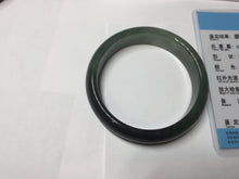 Load image into Gallery viewer, 55.5mm Certified Type A 100% Natural oily dark green(老油青)/gray Jadeite bangle BG230-0389