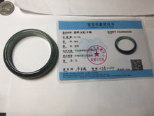 Load image into Gallery viewer, 55.5mm Certified Type A 100% Natural oily dark green(老油青)/gray Jadeite bangle BG230-0389
