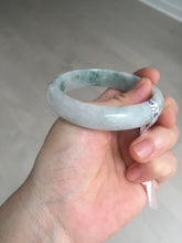 Load image into Gallery viewer, 55mm certified 100% natural icy watery light green with green floating flowers jadeite jade bangle AS88-7068