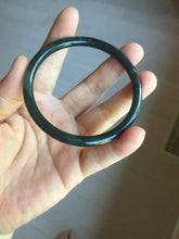Load image into Gallery viewer, 59.1mm Certified Type A 100% Natural light black/green/gray Guatemala slim round cut Jadeite bangle PJ83-0661