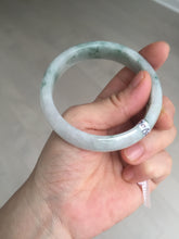 Load image into Gallery viewer, 55mm certified 100% natural icy watery light green with green floating flowers jadeite jade bangle AS88-7068