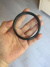 Load image into Gallery viewer, 59.1mm Certified Type A 100% Natural light black/green/gray Guatemala slim round cut Jadeite bangle PJ83-0661