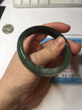 Load image into Gallery viewer, 55.5mm Certified Type A 100% Natural oily dark green(老油青)/gray Jadeite bangle BG230-0389
