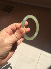 Load image into Gallery viewer, 53mm certified 100% Natural lake green gray slim round cut nephrite bangle HN142-6918