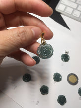 Load image into Gallery viewer, 100% Natural blue green gray Guatemala jadeite Jade flower pendant group AR113