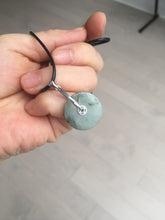 Load image into Gallery viewer, 20mm 100% Natural icy watery light green clear jadeite Jade Safety Guardian Button (donut) Pendant BK106