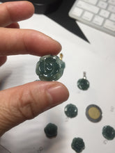 Load image into Gallery viewer, 100% Natural blue green gray Guatemala jadeite Jade flower pendant group AR113