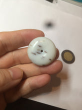 Load image into Gallery viewer, 100% Natural white beige with black/brown flying dandelions Osmanthus fragrant cheese cake nephrite Jade pendant/worry stone HT68