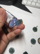 Load image into Gallery viewer, 100% Natural blue green gray Guatemala jadeite Jade flower pendant group AR113