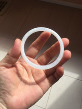 Load image into Gallery viewer, 53.5mm Certified 100% Natural white slim nephrite jade bangle HN138-9099