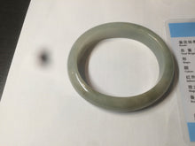 Load image into Gallery viewer, 52.5 mm Certified Type A 100% Natural light green/gray Jadeite Jade oval bangle AZ70-0363