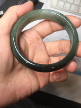 Load image into Gallery viewer, 55.5mm Certified Type A 100% Natural oily dark green(老油青)/gray Jadeite bangle BG230-0389