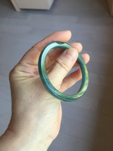Load image into Gallery viewer, 50mm Type A 100% Natural dark green/black/blue/gray with flying snow Guatemala square style Jadeite bangle PJ81-0656