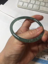 Load image into Gallery viewer, 57mm Certified Type A 100% Natural light green/blue/gray/brown with flying snow Guatemala slim round cut Jadeite bangle PD57-5536