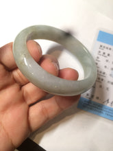 Load image into Gallery viewer, 52.5 mm Certified Type A 100% Natural light green/gray Jadeite Jade oval bangle AZ70-0363