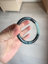 Load image into Gallery viewer, 55.5mm Certified Type A 100% Natural Dark Green Blue Gray Black Slim Moonlit Ink (水墨月色)Round Cut Jadeite Jade Bangle BS145-0747