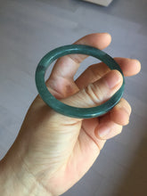 Load image into Gallery viewer, 50mm Type A 100% Natural dark green/black/blue/gray with flying snow Guatemala square style Jadeite bangle PJ81-0656