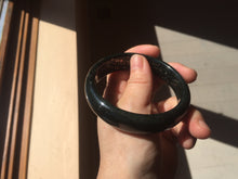 Load image into Gallery viewer, 60.3mm 100% Natural dark green/black meteorite Stellar Night sky nephrite bangle HN25-7603