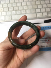 Load image into Gallery viewer, 52.7mm Certified Type A 100% Natural brown oily dark green(老油青) gray black Jadeite Jade bangle PC218-6231