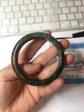 Load image into Gallery viewer, 52.7mm Certified Type A 100% Natural brown oily dark green(老油青) gray black Jadeite Jade bangle PC218-6231