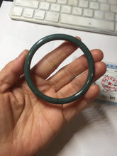 Load image into Gallery viewer, 55.3mm Certified Type A 100% Natural dark green/blue/gray Guatemala slim round cut Jadeite bangle PH135-4297