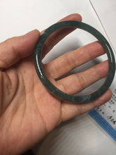 Load image into Gallery viewer, 60.5mm Certified Type A 100% Natural dark green/blue/gray with flying snow Guatemala slim round cut Jadeite bangle PD58-3376