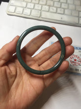 Load image into Gallery viewer, 55.3mm Certified Type A 100% Natural dark green/blue/gray Guatemala slim round cut Jadeite bangle PH135-4297