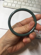 Load image into Gallery viewer, 55.3mm Certified Type A 100% Natural dark green/blue/gray Guatemala slim round cut Jadeite bangle PH135-4297