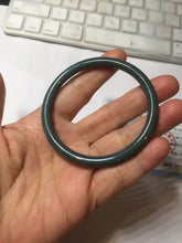 Load image into Gallery viewer, 55.3mm Certified Type A 100% Natural dark green/blue/gray Guatemala slim round cut Jadeite bangle PH135-4297