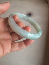 Load image into Gallery viewer, 57mm Certified 100% natural Type A light green/white jadeite jade bangle BH49-0023